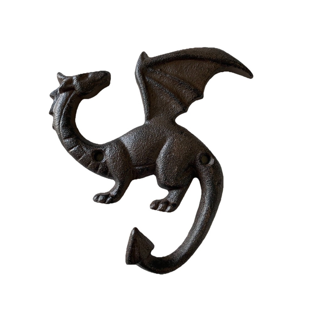 Cast Iron Dragon Tail Wall Hook Fantasy Key Towel Coat Robe Leash Hanger Gothic